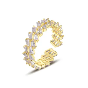 Crystal & 18K Gold-Plated Stacked Open Ring