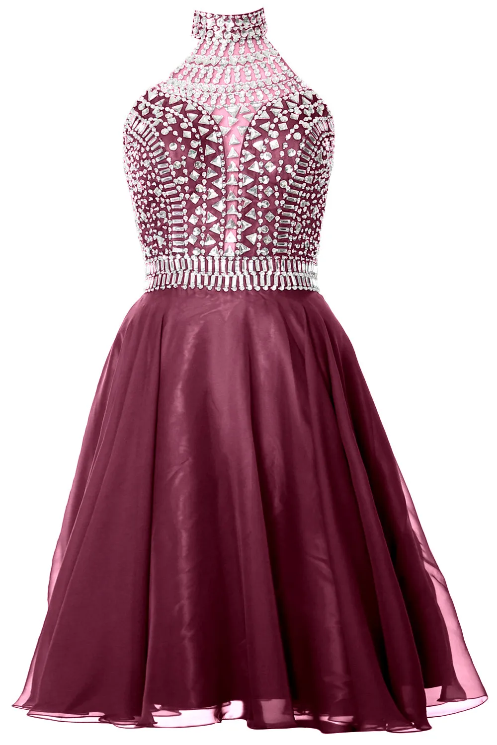 MACloth Gorgeous Halter Prom Homecoming Dress High Neck Cocktail Formal Gown