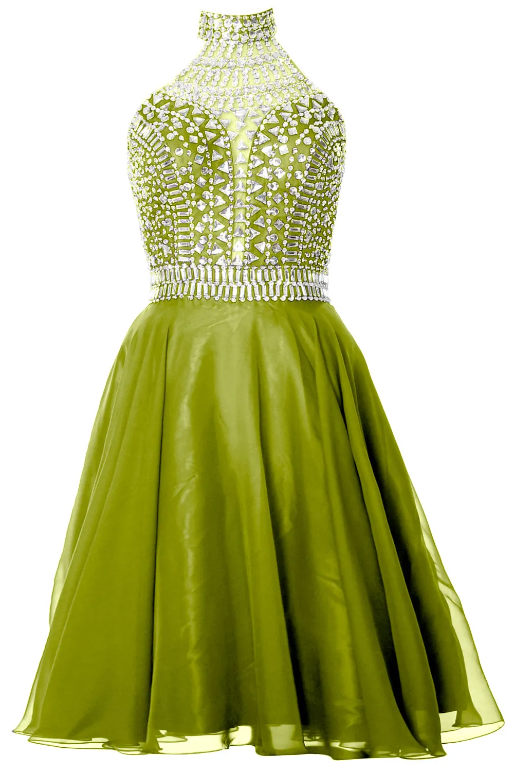 MACloth Gorgeous Halter Prom Homecoming Dress High Neck Cocktail Formal Gown