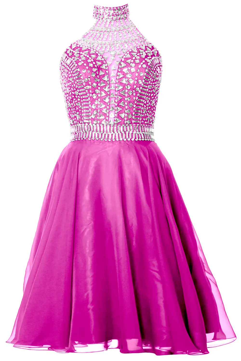 MACloth Gorgeous Halter Prom Homecoming Dress High Neck Cocktail Formal Gown