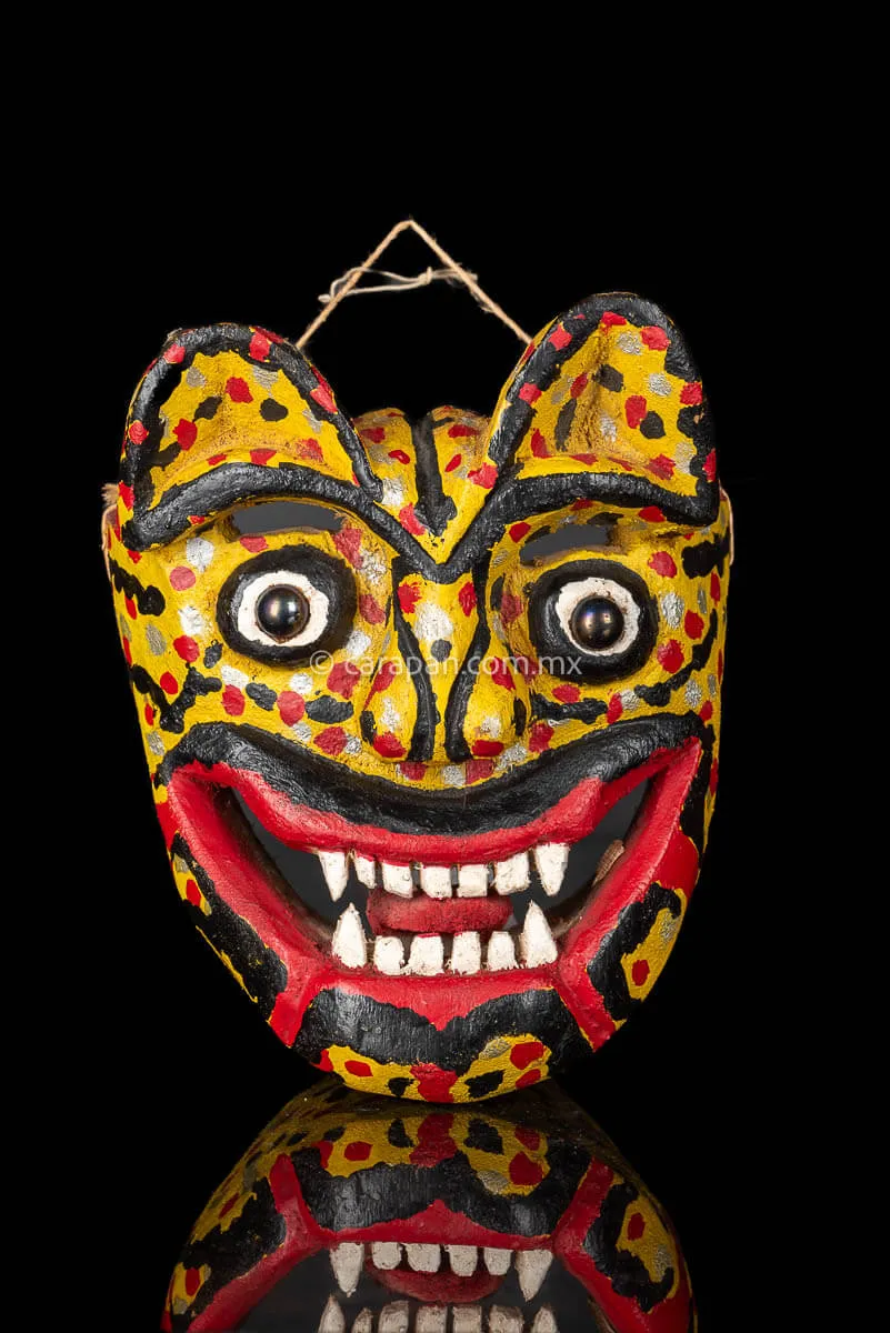 Vintage Tecuani Dance Jaguar Wooden Mask